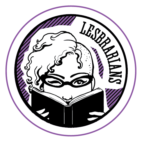 lesbrarians_circles_Purple half shaved baby dyke book peeper